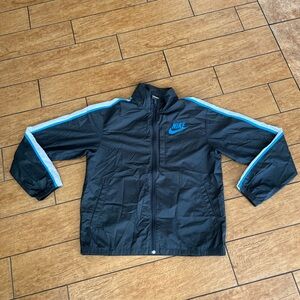 Nike zip up Windbreaker jacket Black with Blue/white  Stripes